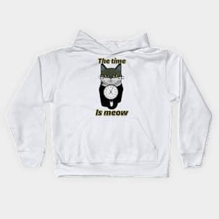 The Time is Meow Kids Hoodie